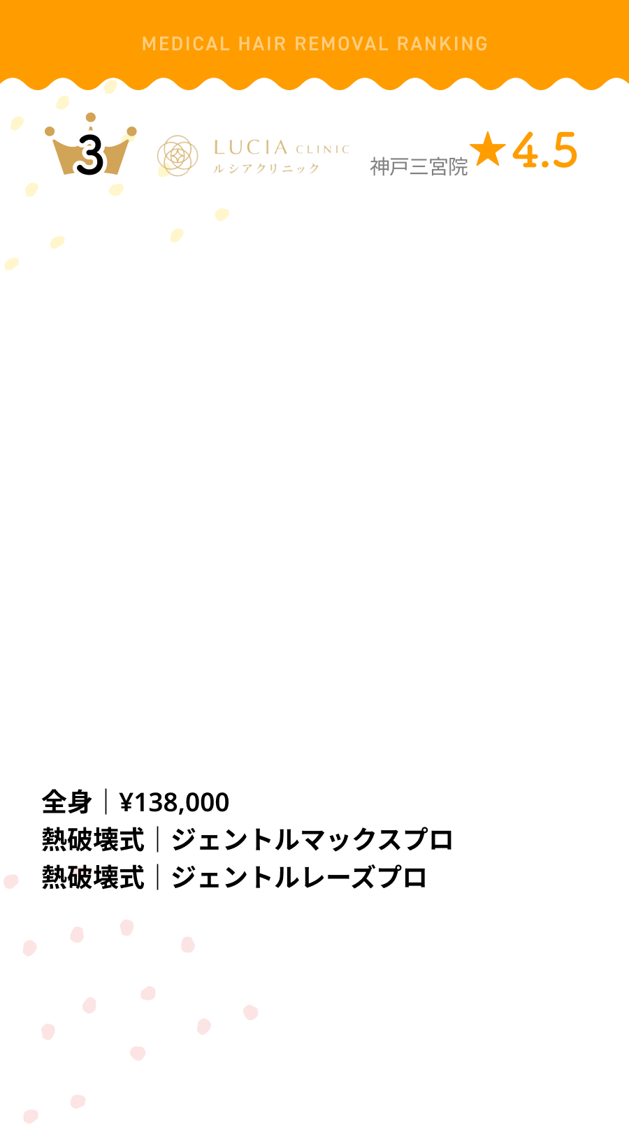 3位Eminal CLINIC(エミナルクリニック) 全身+VIO|76,000〜。蓄熱式・熱破壊式|クリスタルプロを使用